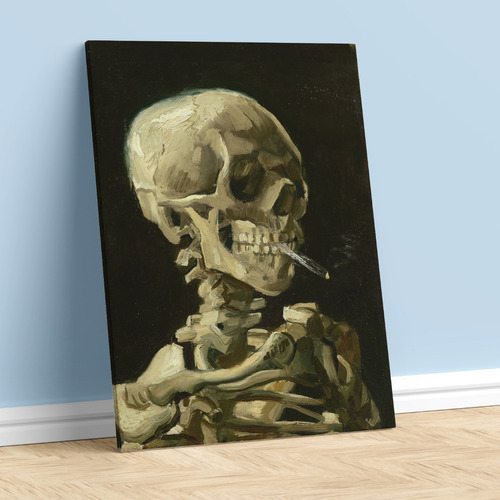 Calavera Con Cigarrillo Van Gogh Cuadro Para Sala 100x67cm