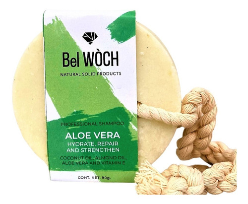  Shampoo Sólido Bel Wòch 100% Natural En Barra Aloe Vera