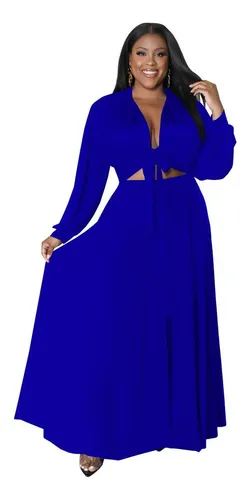 Conjunto De Top De Manga Larga Y Falda Maxi Para Gorditas Cuotas