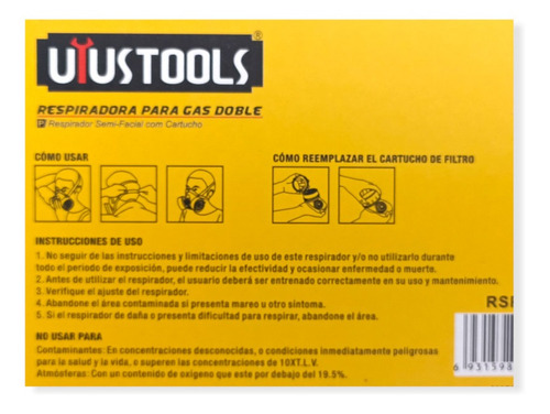 Imagen 5 de 8 de Tapabocas Respirador Doble Filtro Protección Industrial
