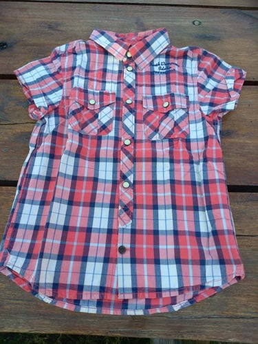 Camisa Corta Niño Talle 6 Casual Cuadros Excelente Calidad