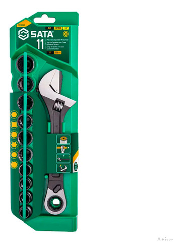 Jogo De Soquete + Chave Ajustável 10 A 19mm Vortex X6 Sata S