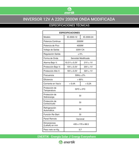 Inversor Solar Onda Modificada 12v A 220v 2000w Off Grid