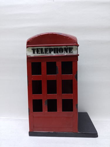 Adorno Cabina Telefónica Inglesa De Chapa En Miniatura 