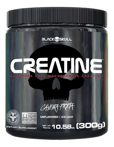 Creatine Monohydrated 300g Black Skull - Creatina 100% Pura
