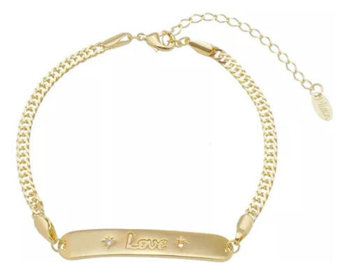 Pulseira Love Gabi Folheada A Ouro 18k Piuka Comprimento 15 Cm Cor Dourado Diâmetro 15 Cm