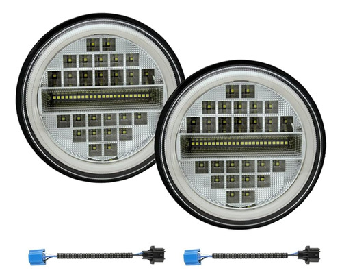 Amuniesun Par De Faros Delanteros Led Redondos Brillantes De