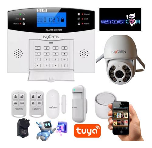 Kit Alarma Casa Negocio Inalambrica Wifi Audio + Camara Wifi Blanco