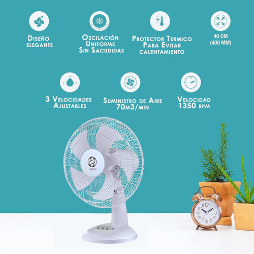 2 Pack Ventilador De Escritorio Abanico De Mesa Oscilatorio