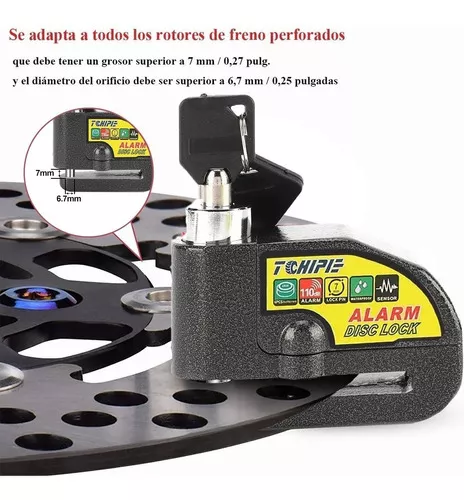 Candado Moto Alarma Freno De Disco Lk603 Antirrobo Acero 7mm