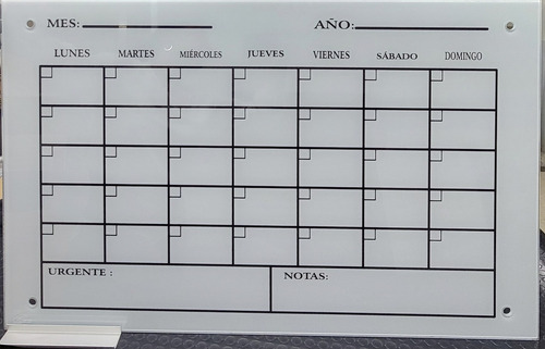 Pizarrón De Cristal Templado - 90x120 Con Calendario