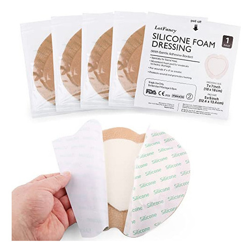 Lotfancy Apósito De Espuma Sacra, 7 X 7 Pulgadas, 10 Unidade