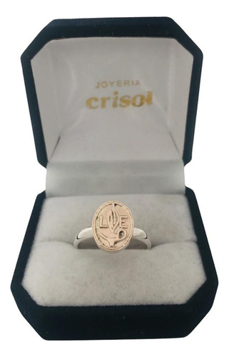 Anillo Plata Base Oval Tapa De Oro Logo Nurse (s155)