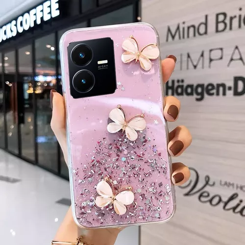 Funda Para Vivo Y22s Brillante Con Mariposa