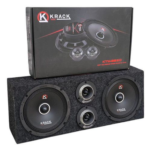 Set De Medios Krack 8 Tweeter Ktm-8520 + Cajon Open Show Color Negro