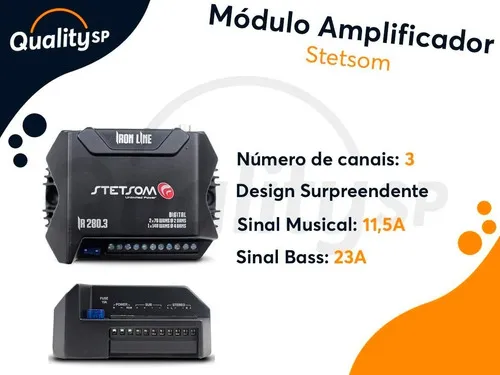 Amplificador para autos, pickups & suv Stetsom Iron IR 280.3 clase D con 3 canales y 280W