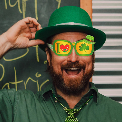 16pcs St Patricks Day Glasses Shamrock Paper Glasses Photo P