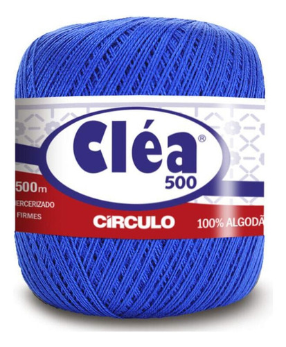 Linha Crochê Cléa 500 Circulo Novelo 500m 75,6g (151 Tex) Cor Azul Bic - 2829