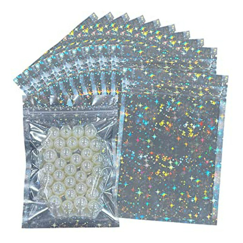 Brillos Labiales - 100pcs Holographic Zip Lock Mylar Bags 4x