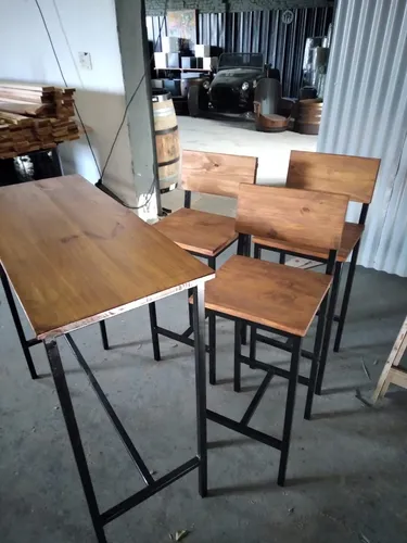 comprar Barra Mesa Alta Desayunador Caño Y Madera Bares