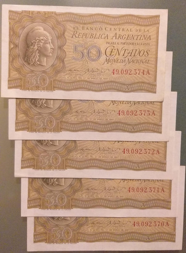 Billetes Antiguos Correlativos, 50 Centavos Moneda Nacional
