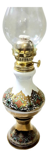 Lámpara De Aceite Retro De 44 Cm. Base Porcelana,usable (Usado)