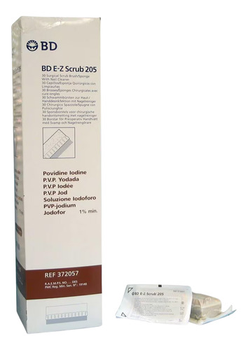 Cepillo Quirúrgico Isodine Bd E-z Scrub 205 372053 Caja C/30