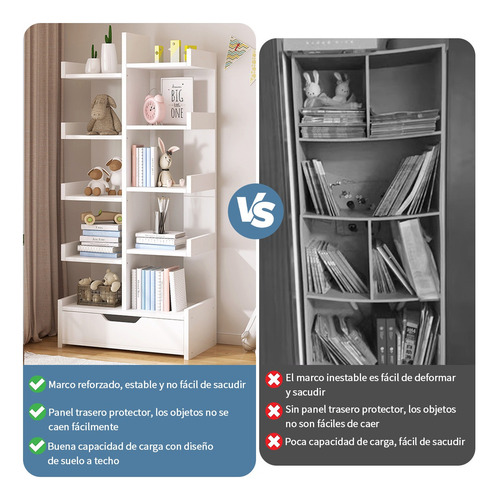 Librero Almacenamiento Multicapa Con Cajón Minimalista 142cm