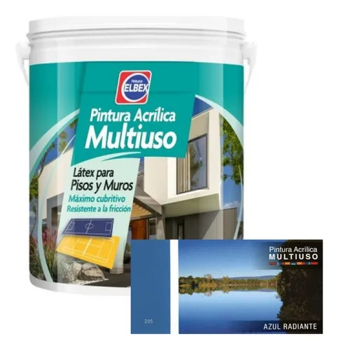 Pintura Pisos - Multiuso Elbex 4lt Azul Radiante Acabado Mate