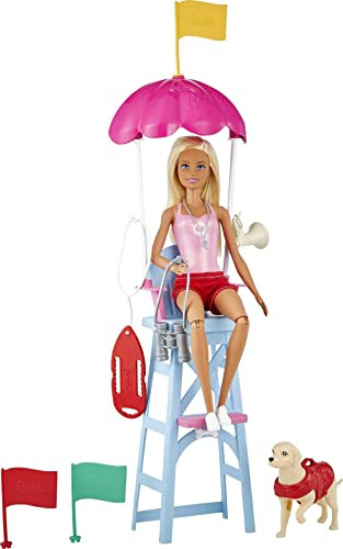 Barbie Socorrista Muñeca Rubia Con Silla De Vigilancia De Pl