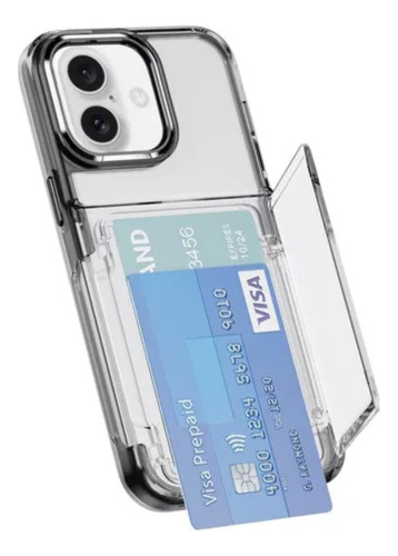 B / Funda Transparente For iPhone Con Tarjetero