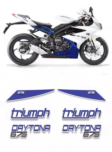 Adesivos Compatível Daytona 675 2014 Azul E Branca D675011 Cor TRIUMPH DAYTONA 675