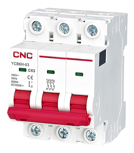 Breaker Trifásico Polo 3x25 Amp Termomagnético Ycb6h-63 Cnc