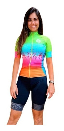 Camisa Ciclismo Feminino Elite Ice Cream Verde Manga Curta