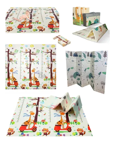 Tapete De Juego Plegable Gateo Bebé 200x180x1 Cms Doble Faz