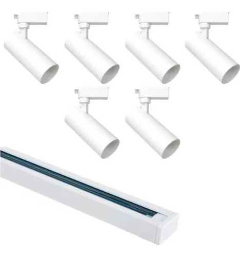 Pack Riel 2 Metros + 6 Spot Dimerizable Led 10w Blanco- Nido