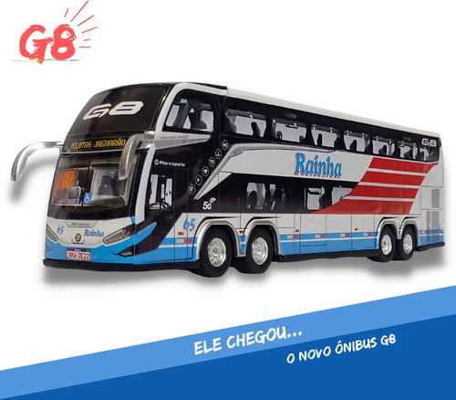 Miniatura Ônibus Auto Viação Rainha Modelo G8 - 30cm | Parcelamento sem juros Miniatura Ônibus Auto Viação Rainha Modelo G8 - 30cm | Parcelamento sem juros