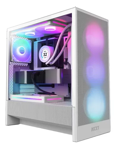 comprar Gabinete Gamer Nzxt H5 Flow Rgb 2024 1 Fan F360 Vidro Temp. Cor Branco