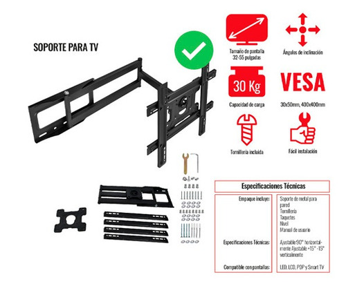 Soporte De Pared Pantalla LG De 32  A 55  Brazo Pro