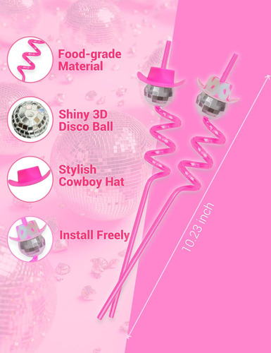 Juego De Pajitas En Espiral Reutilizables Rosa 12 Piezas