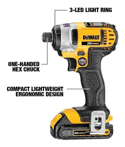 Imagen 3 de 4 de Taladro Inalámbrico Dewalt + Llave De Impac. + 2 Baterías