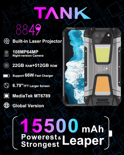 Unihertz Tank 2 - Celular Con Proyector Láser Mini Lumenes