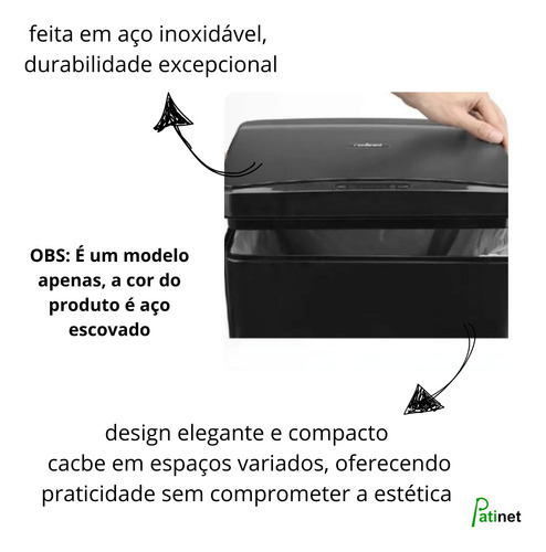 Lixeira Retangular Automática 50l Aço Inox C/ Sensor E Botão