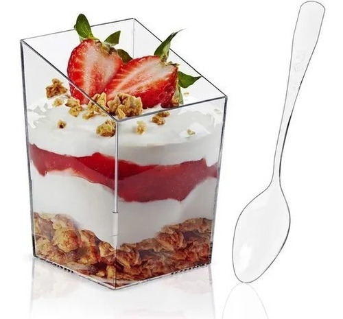Imagen 4 de 5 de Pack De 100 Cucharas Transparentes Mini Para Postre Shots