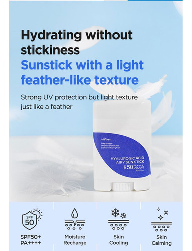 Isntree Hyaluronic Acid Airy Sun Stick Spf50+ Pa++++ 22g