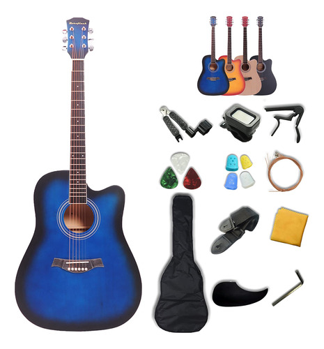 Rosefinch Kit Guitarra Acustica Para Principiante 41  4 Azul
