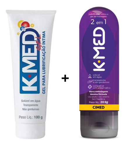 Kit K-med 100g Gel Lubrificante Ínt + Kmed 2 Em 1 Roxo 200ml