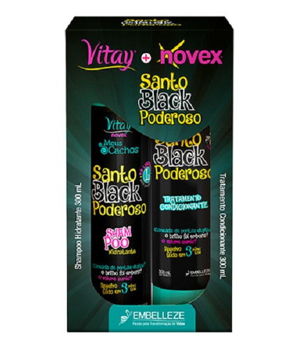 Kit Shampoo + Acondicionador Santo Black Novex 300ml C/u
