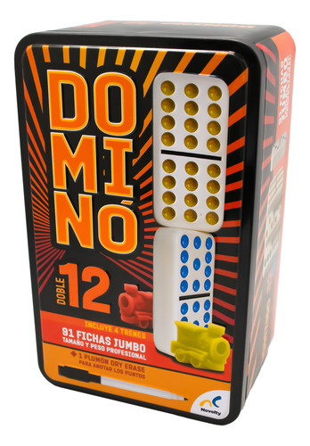 Domino Doble 12, Cubano Original, Con 4 Trenes Caja Metalica