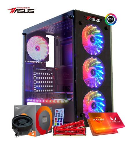 Pc Itx Gamer Powered By Asus Ryzen 5 3400g 3,7 Ghz, Vega Graphics 11,  Mem 8gb (2x4), Hd 1tb, Envio Imediato - Oferta!